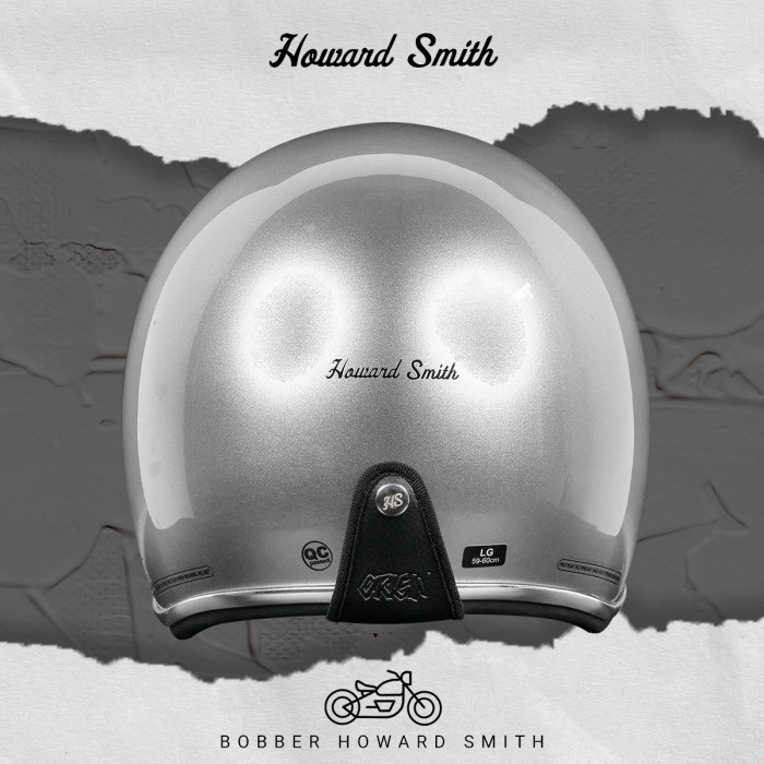 Howard Smith Bobber Helm Full Face Retro Cakil - Silver Met Termurah