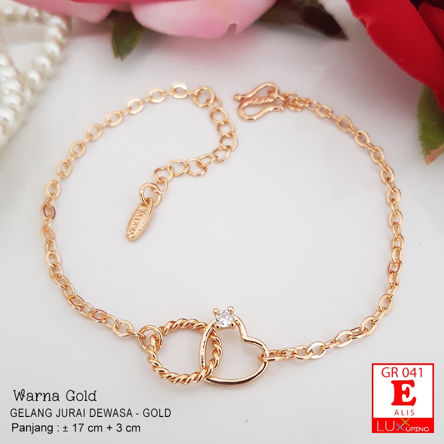 GR 041 Gelang Jurai Kupu Love Perhiasan Wanita Lapis Emas Permata Gelang Xuping Dewasa Luxx Xuping