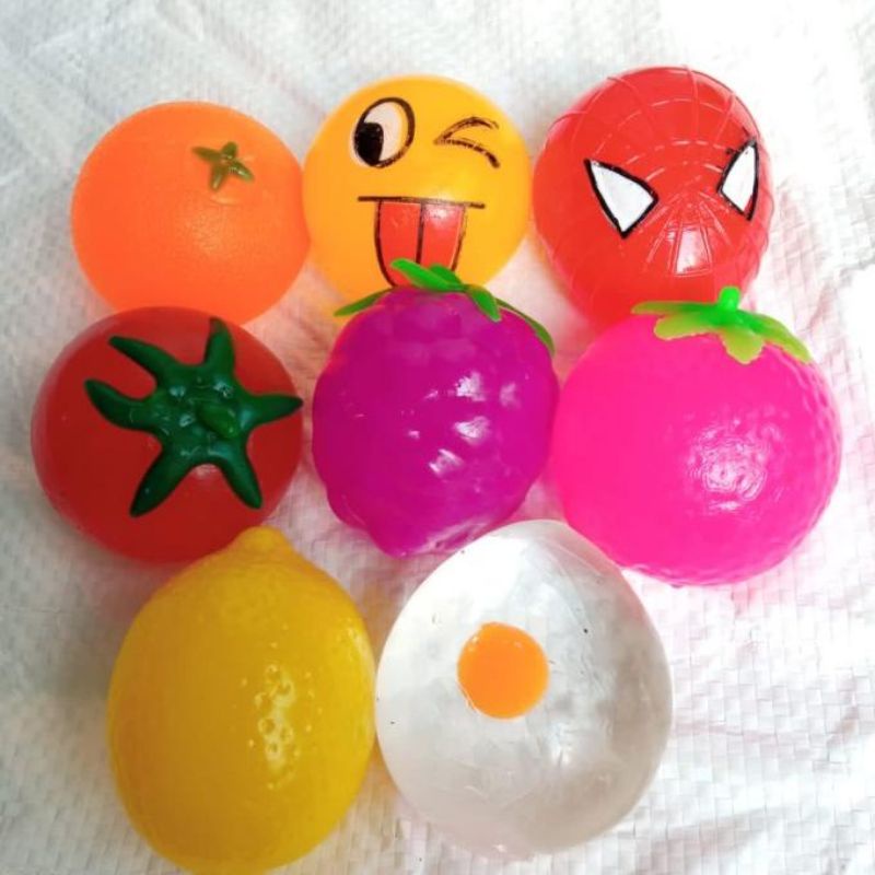 1 pcs stressball animal world buah buhan angri bird mainan anak bola pencet anti stres bentuk hewan kura kura dinosaurus singa