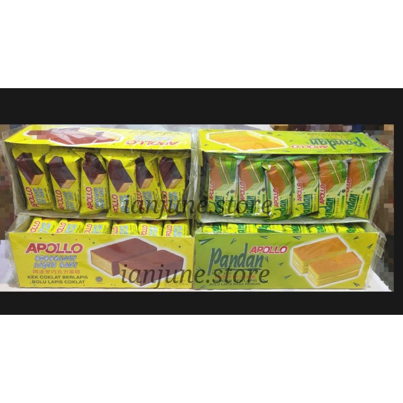 

APOLLO BOLU ORIGINAL MALAYSIA Pandan & Coklat 24Bungkus