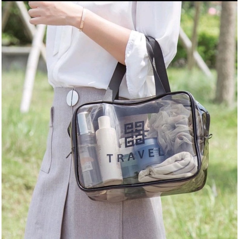 tas kosmetik portable plastik / tas plastik transparan anti air