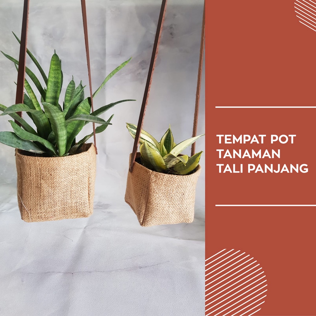 Tempat Pot Tali Panjang | Keranjang Kain Goni | Cover Pot Tanaman Hampers | Keranjang Anyaman