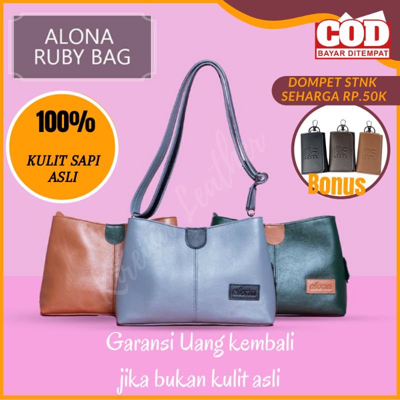 Tas Selempang Wanita Tas slempang cewek Alona Ruby Bag Kulit Asli [ Ori Alona Leather ]