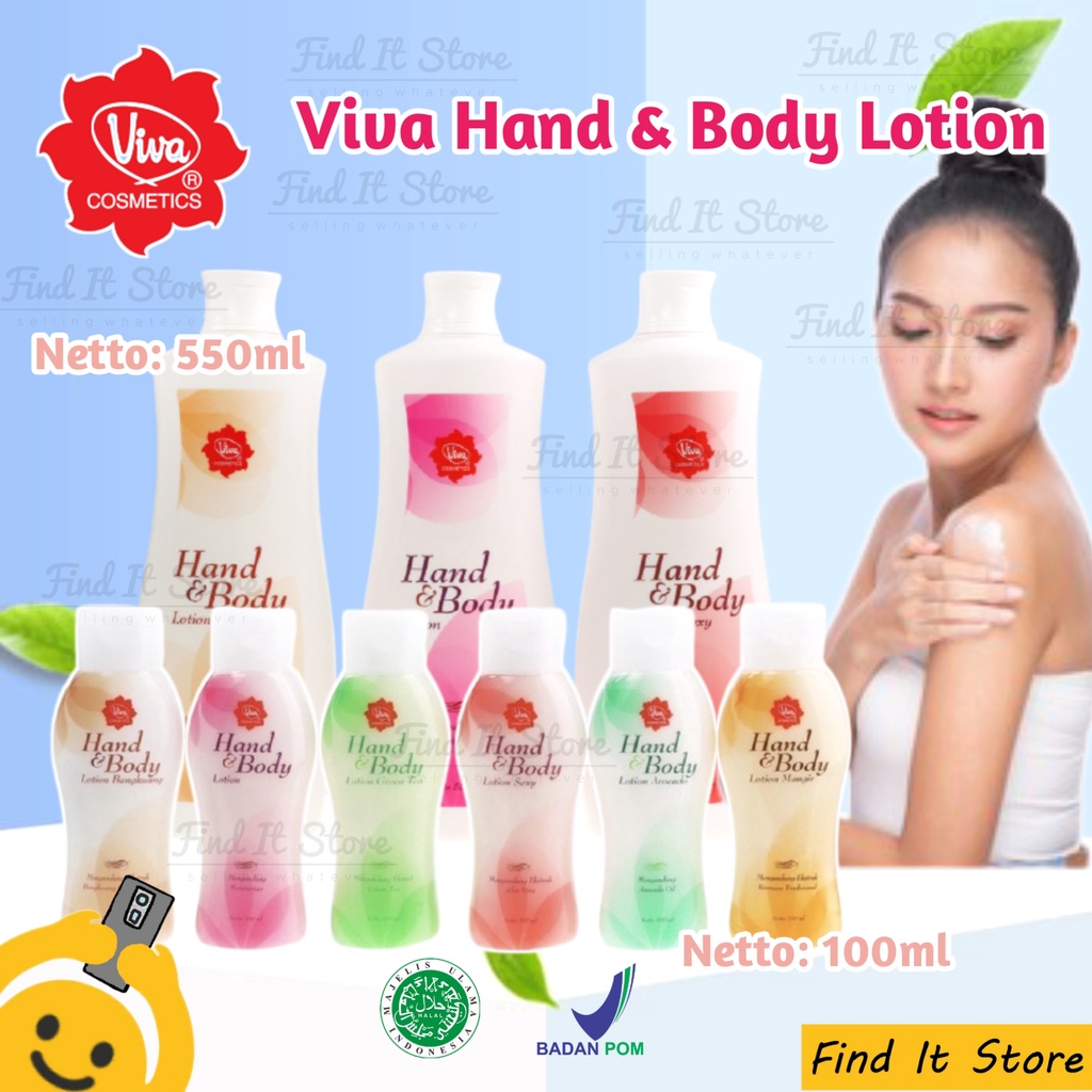 Viva Hand &amp; Body Lotion | Lotion Tubuh Bengkuang Sexy GreenTea Avocado Mangir 100ml 550ml BPOM