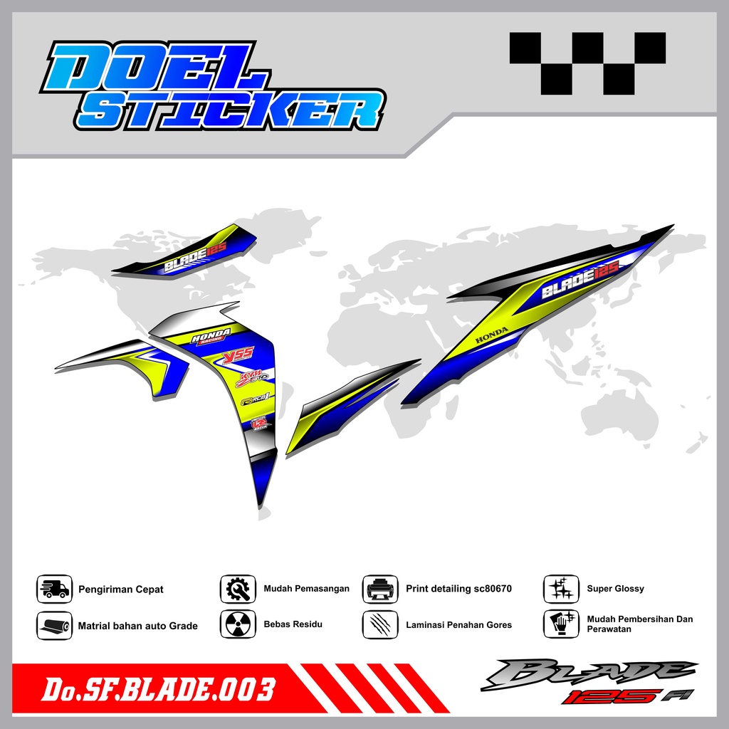 STICKER STRIPING BLADE NEW 125 - STICKER STRIPING LIST VARIASI HOLOGRAM , CROME BLADE NEW 125 DOEL 003