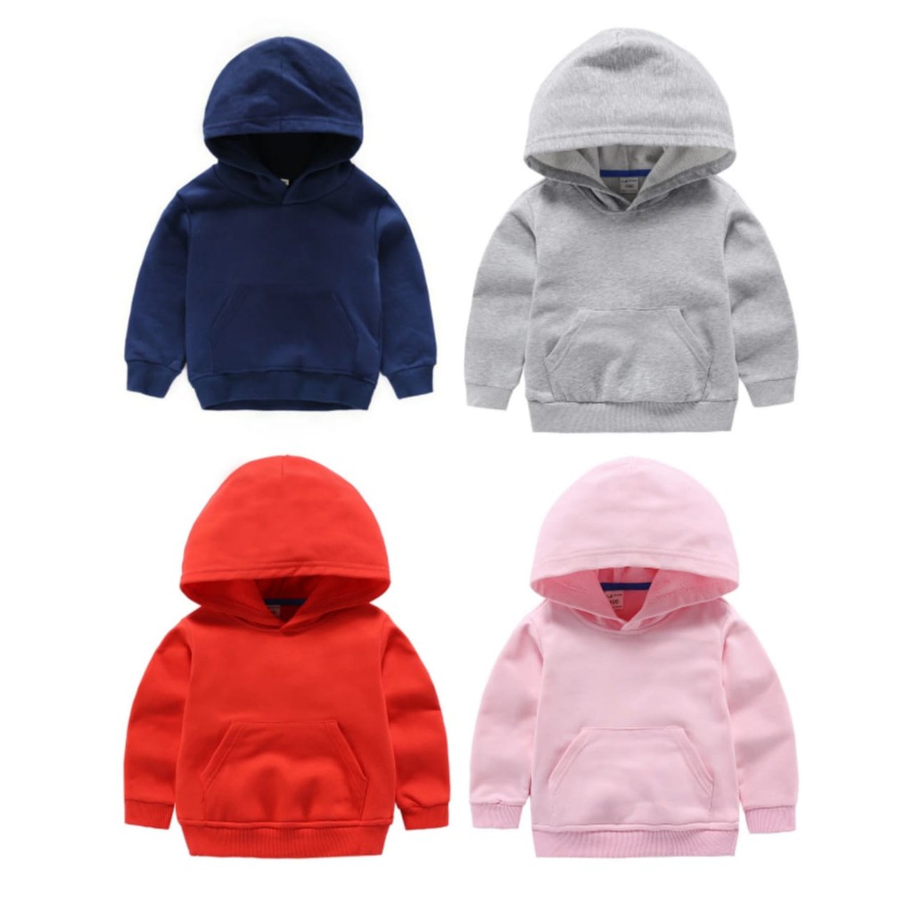 Sweater Hoodie Polos Anak Usia 1-12 Tahun Unisex