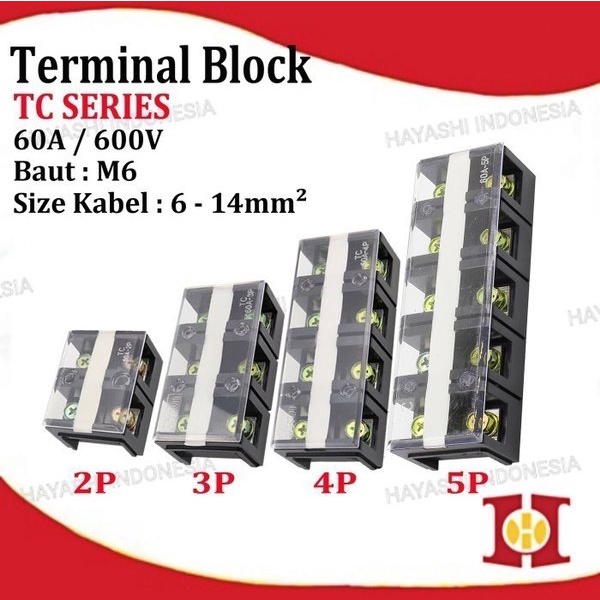 Terminal Block Blok Kaca 100A TC 1002 1003 1004 1005 2 3 4 5 Pole TAB