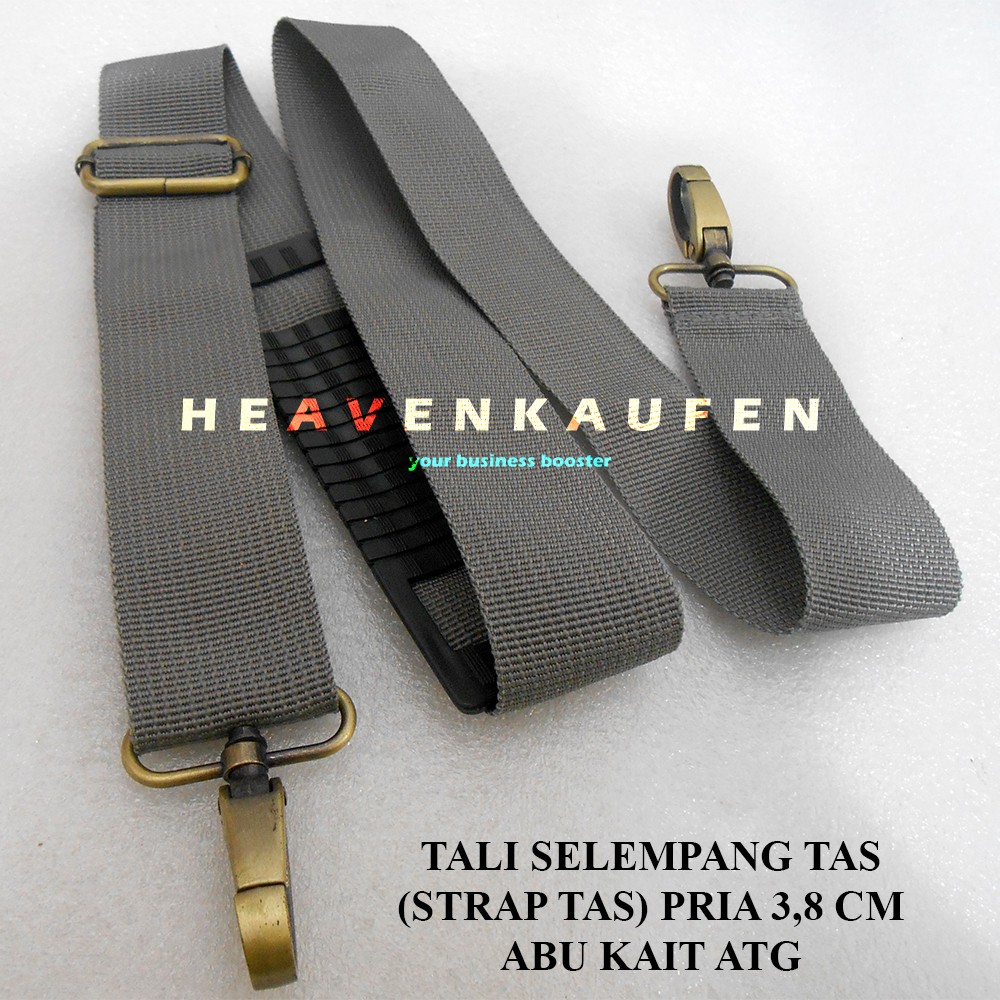 Tali Selempang Tas / Strap Tas Warna Abu Abu Lebar 3,8 cm Kait Besi ATG Bakar