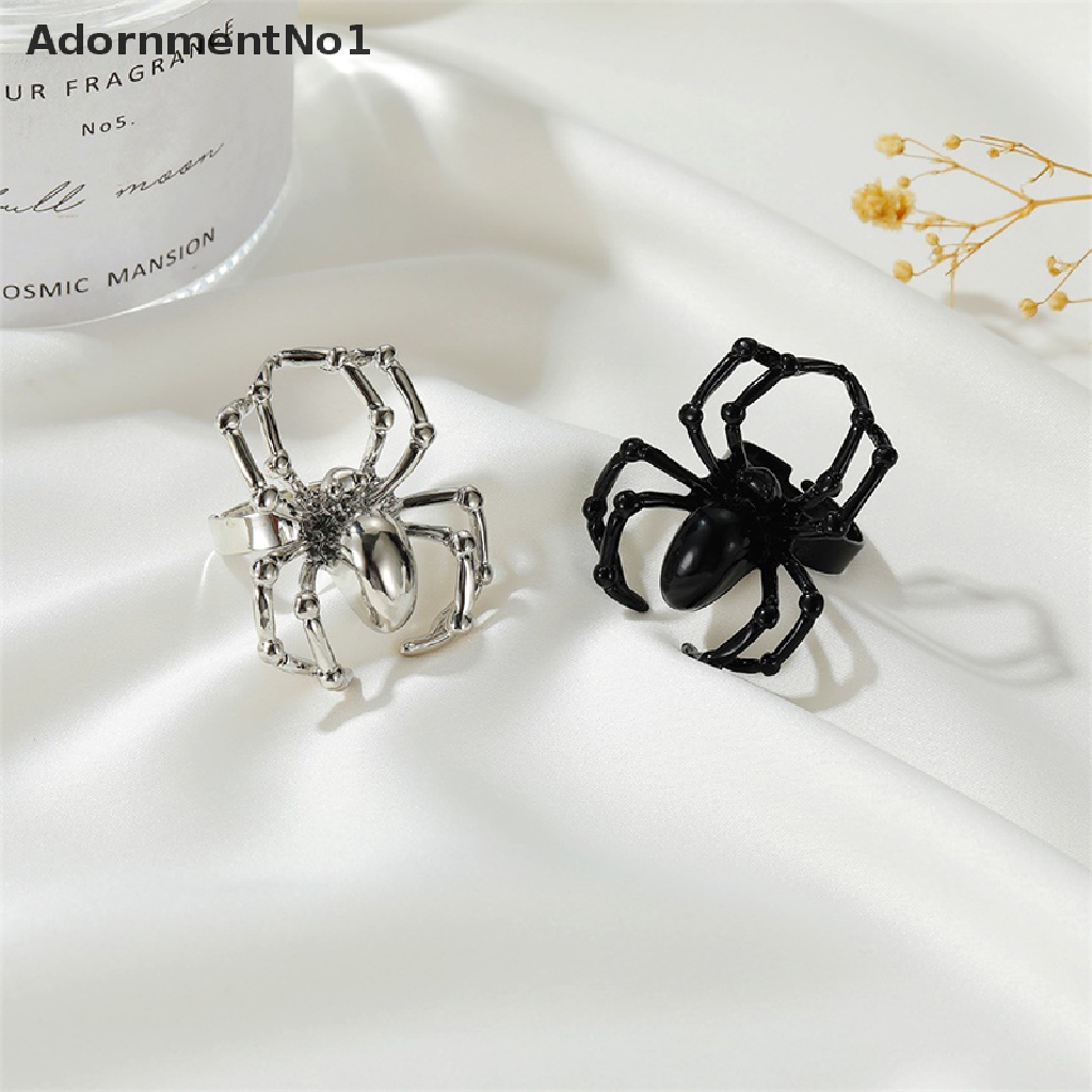 (AdornmentNo1) Cincin Motif Laba-Laba Neo-gothic Warna Hitam Untuk Perhiasan Pria / Halloween