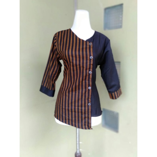 atasan wanita blouse lurik