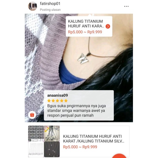 KALUNG TITANIUM HURUF ANTI KARAT /KALUNG TITANIUM SILVER HURUF ANTI KARAT JENIS RANTAI OMEGA + GIFT