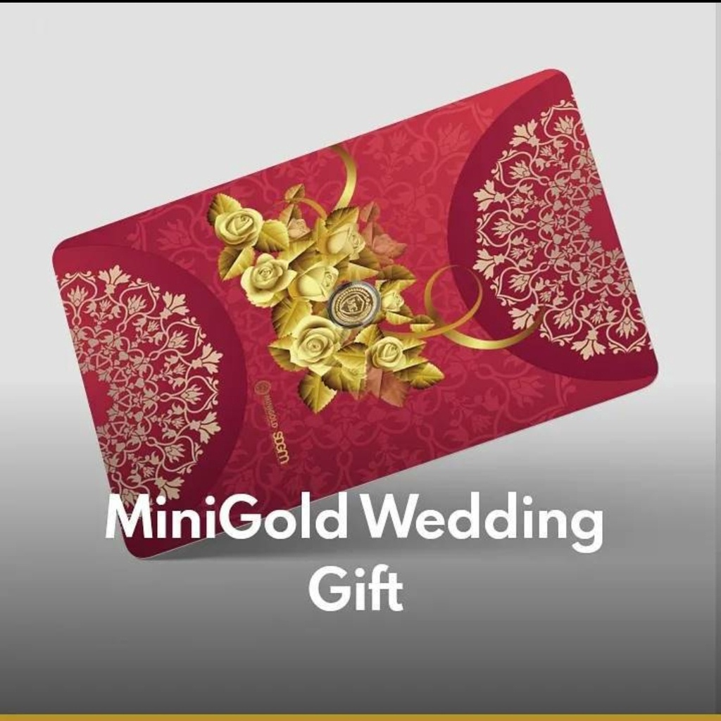 MINI GOLD GIFT SERIES HAPPY WEDDING LOGAM MULIA 24 K EMAS BATANGAN 0.05 GRAM