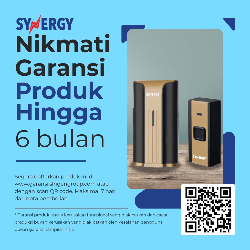 Bel Pintu/DoorBell Wireless SYNERGY by Shigen Tanpa Kabel SYN-8811A/AC