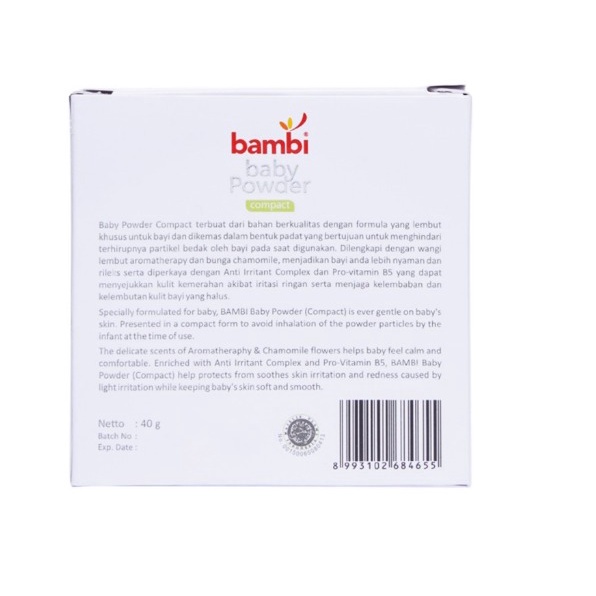 Bambi Baby Powder Compact 40gr Aromaterapi Lembut