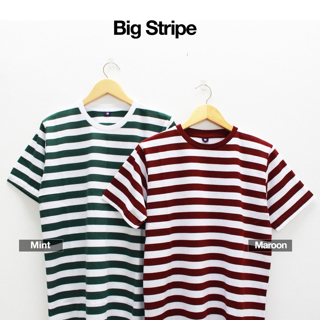 TERMURAH Kaos Polos Stripe Big Maroon Size S M L XL Oblong Combed 30s COWOK CEWEK MURAH ASLI KEREN