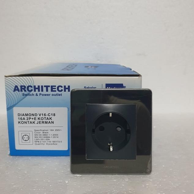 ← Stopkontak / Stop Kontak Architech Diamond Hitam V16-C18 2P+E 16A ♗