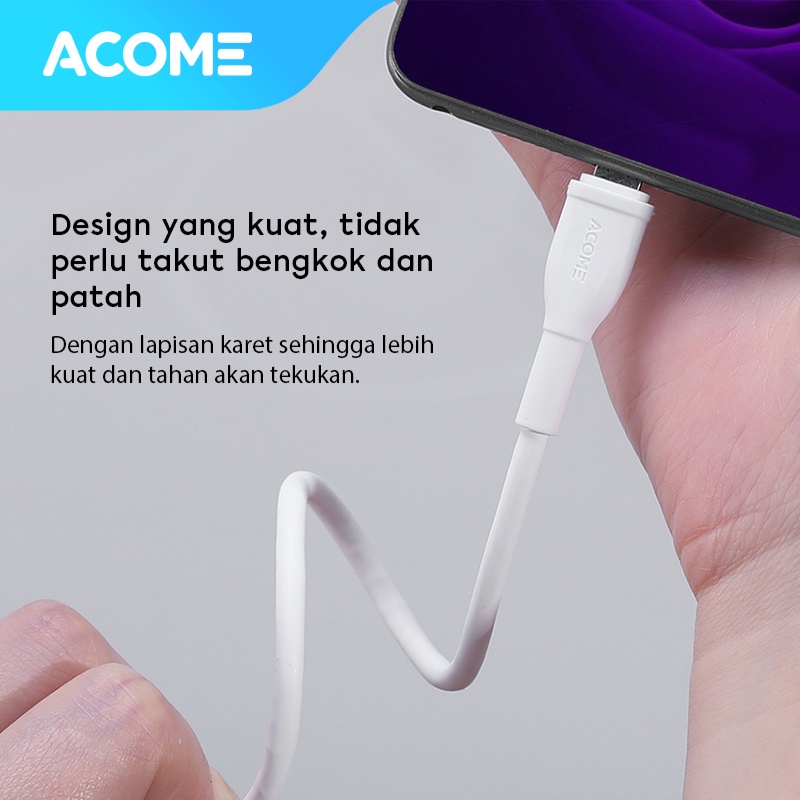 ACOME Kabel Micro USB Support OPPO VOOC Fast Charging Arus Maksimal 4A Support VOOC Garansi Resmi 1 Tahun AVM-010