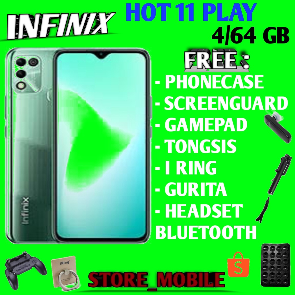 INFINIX HOT 11 PLAY RAM 4/64 GB RAM 4 GB ROM 64 GB GARANSI RESMI