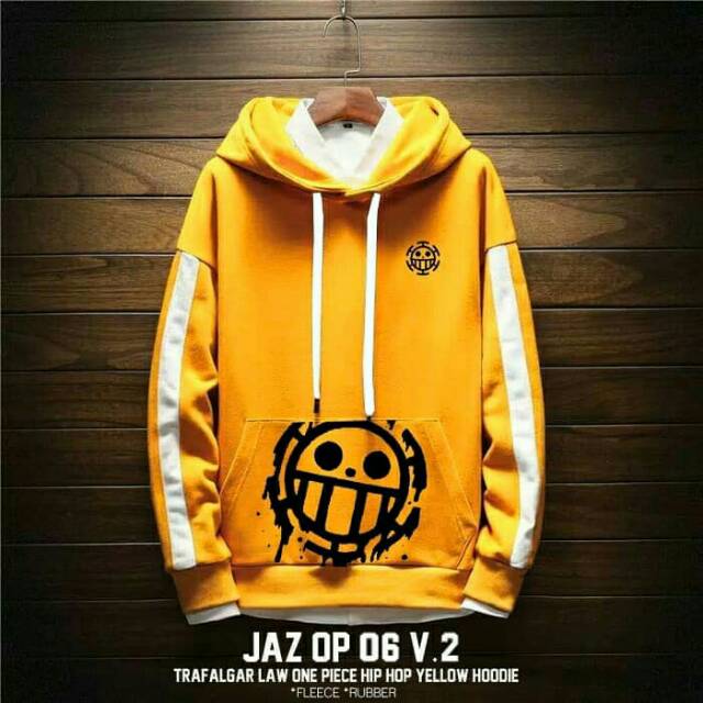 Jaket One Piece Trafalgar Law Hip Hop Dance Yellow Hoodie JAZ OP 06 V2 Fleece Kualitas Export