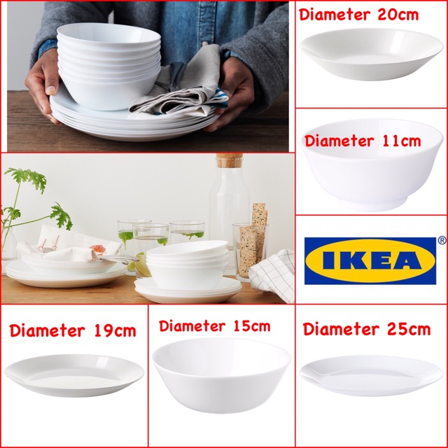 Gosend Grab IKEA OFTAST Piring Saji Mangkuk Putih