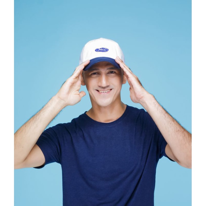 TOPI PRIA TOPI DISTRO TOPI ORIGINAL TOPI POLOCAPS TOPI BASEBALL UNIQUE/PUTIH BIRU NAVY