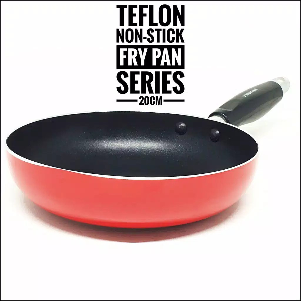 Yoshikawa 20cm Fry Pan Teflon Anti Lengket Wajan Panci Penggorengan