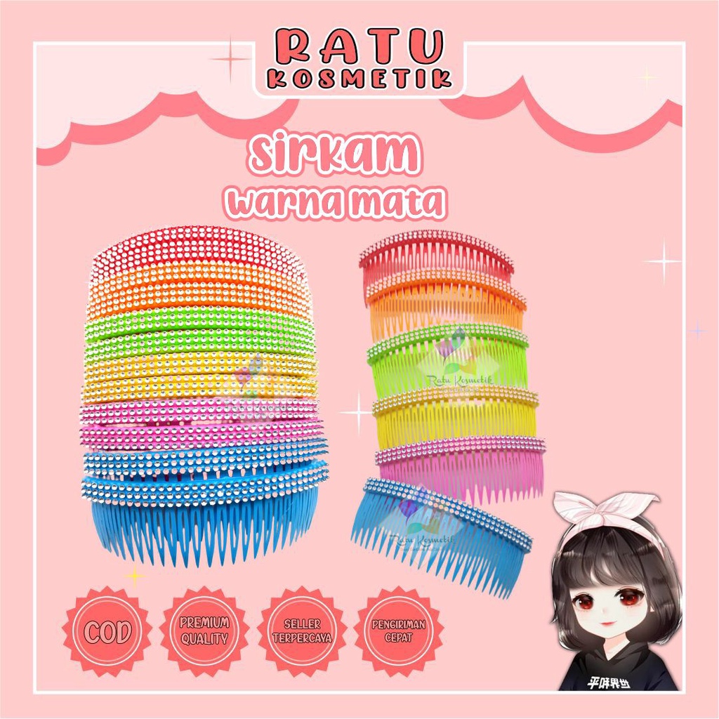 ❤ RATU ❤  Sirkam Rambut / Bando Sisir Motif Polos Mata Murah