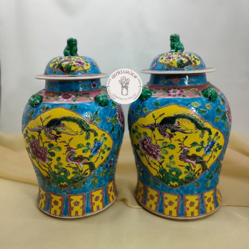 Antique Gucci/ gucci antik keramik/gucci antik ukiran bunga/pot keramik tutup kuno/