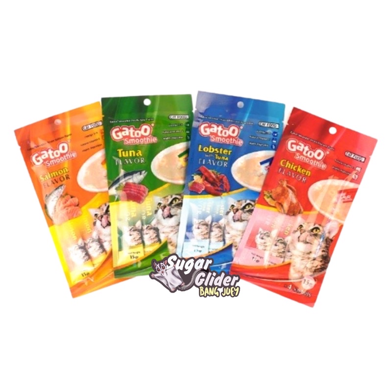 Snack Kucing Gatoo Smoothies 4x15gr / Cemilan Kucing Snack Kucing Treats Kucing lobster tuna salmon