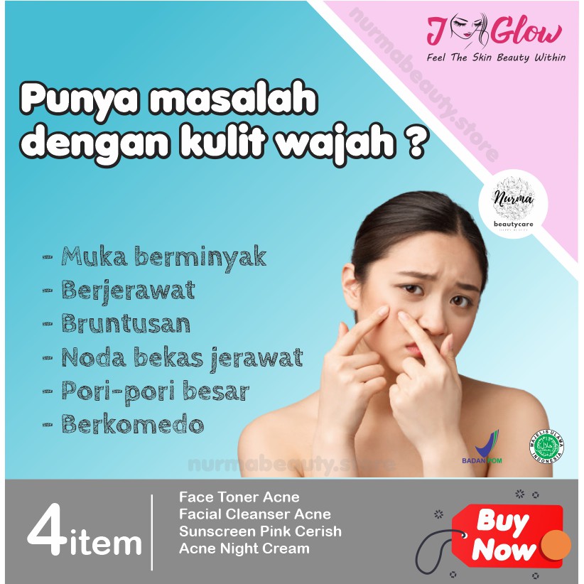 Jglow J glow Skincare Acne Krim Jerawat Perawatan Kecantikan Pemutih Wajah Glow Glowing BPOM Aman-1