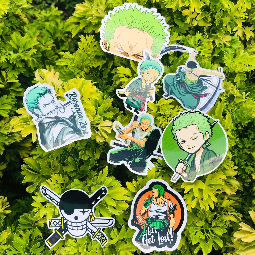 

STIKER KANG NYASAR RORONOA ZORO LOGO DAN KARAKTER ANIME MANGA ONE PIECE