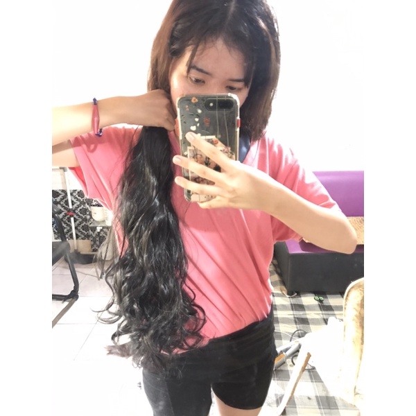 rambut sambung keriting panjang