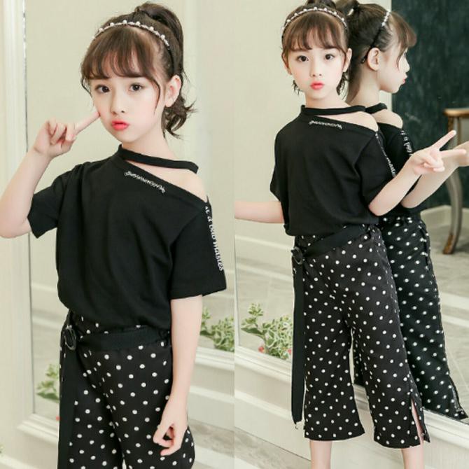 Setelan Anak Perempuan - Setelan Anak Import Adulty Justice Qullot Polka Sz.4-9th Baju Setelan - 3-4