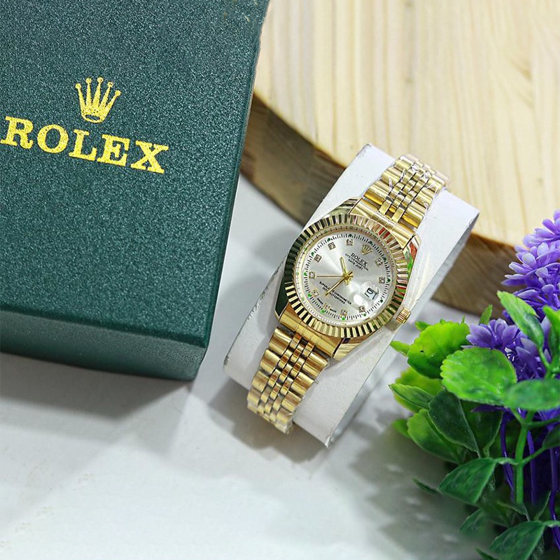 VAN Gogh BEST SELLER !!! Jam Tangan Pria Rolex  Tanggal Aktif Tali Rantai Free Box Original , Kartu &amp; Baterai