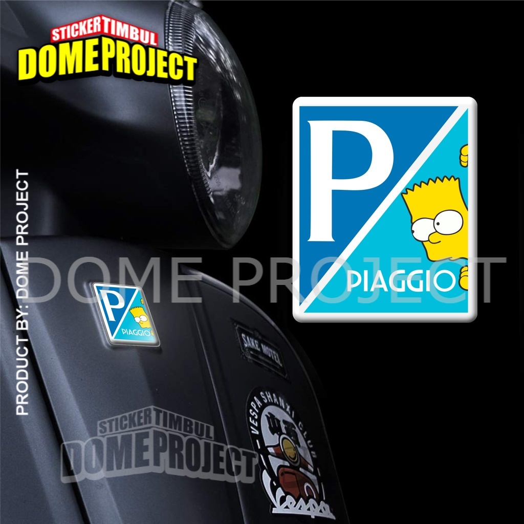 EMBLEM DASI VESPA PIAGGIO BART SIMPSON  BIRU STIKER RESIN LENTUR STIKER BODY MOTOR AKSESORIES VESPA