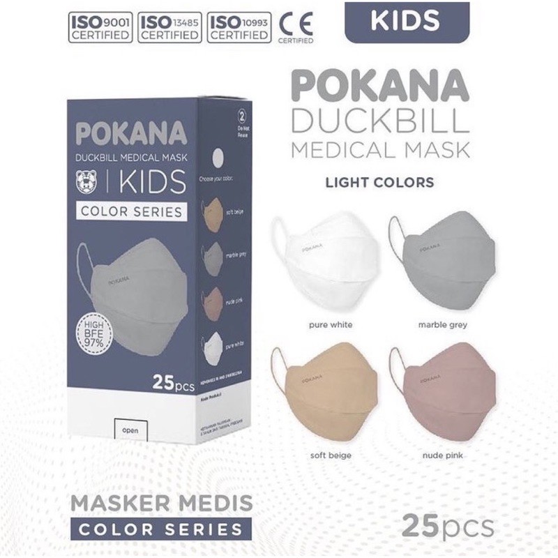 POKANA DUCKBILL KIDS ANAK ISI 2 4PLY SURGICAL MASK MASKER MEDIS