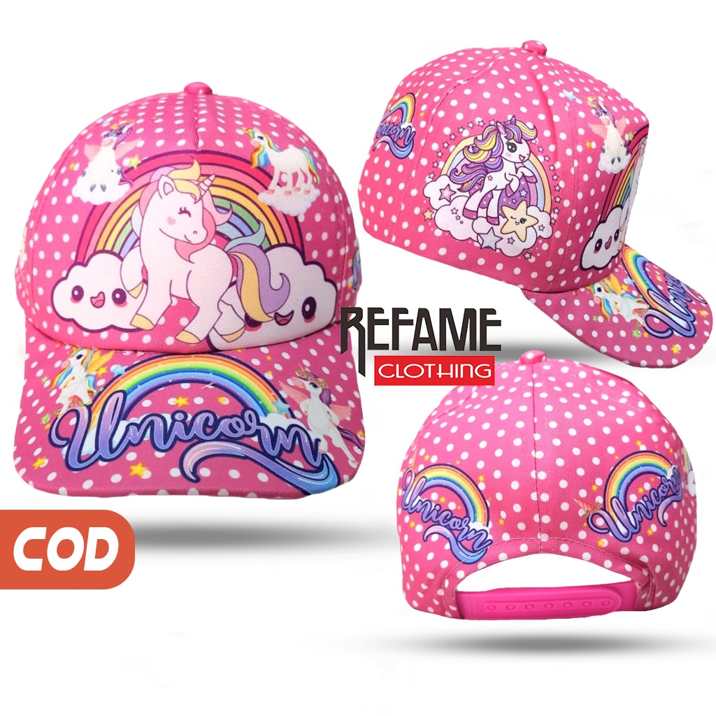 Topi Anak Motif Karakter Gambar Kuda Poni Unicorn Lucu dan Keren Laki Laki Perempuan Cowok Cewek Usia Umur 1 2 3 4 5 6 7 8 Tahun