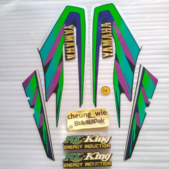 lis body/ striping /stiker + Emblem Tangki yamaha RX King old 1997 /1998 hijau kw super
