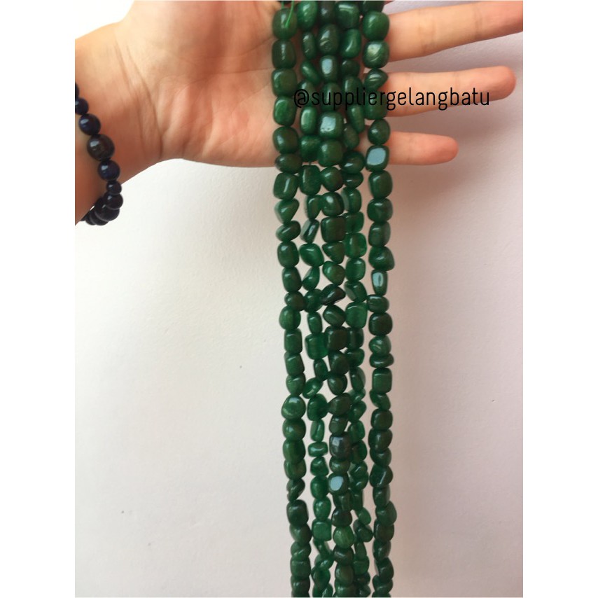 manik Batu alam hijau agate green Beads 12 x 10mm bahan gelang kalung supplier kerajinan tangan akik
