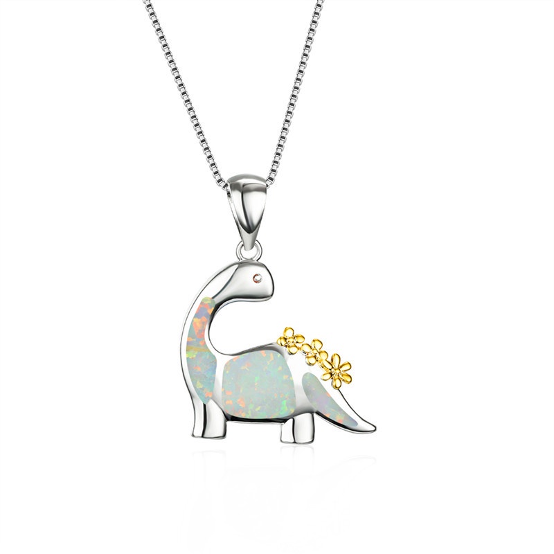 Kalung Desain Hewan Dinosaurus opal Buatan Tangan Untuk Wanita element