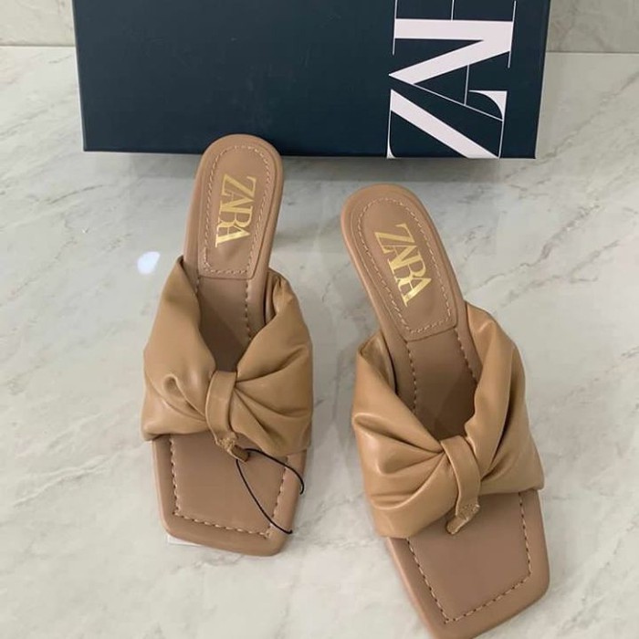 SEPATU ZARA HEELED LEATHER SANDALS HAK HEELS BRANDED ORIGINAL CEWEK WANITA WOMAN SHOES