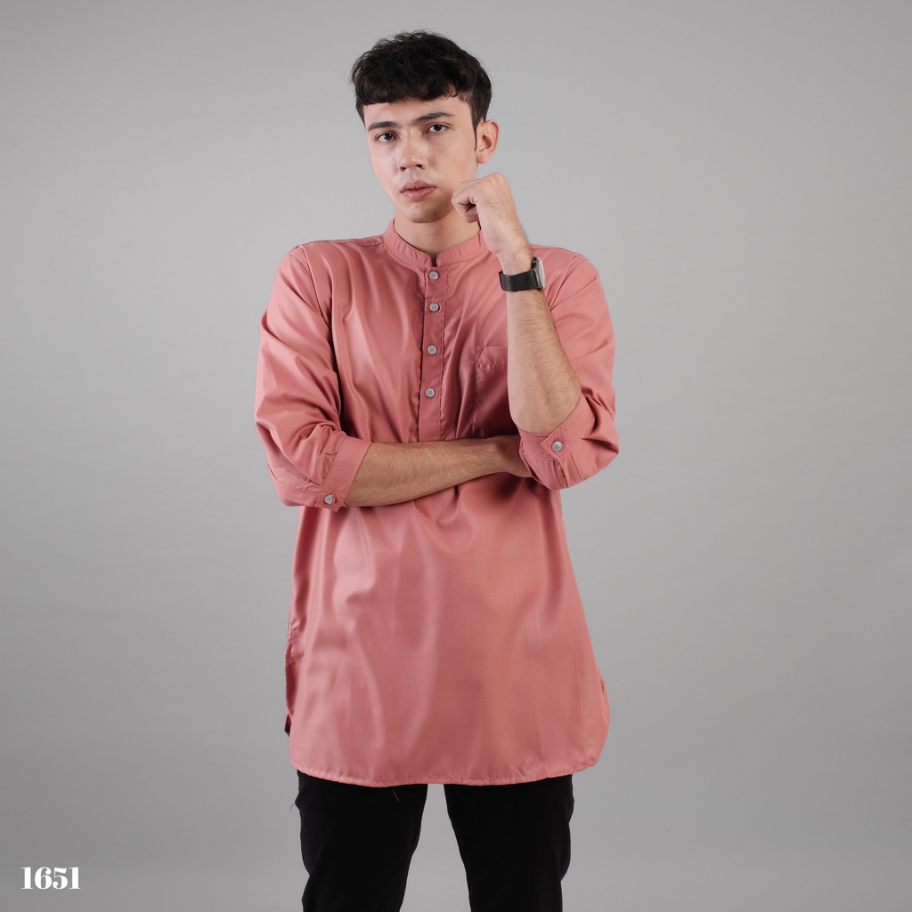 DGM Baju Koko Pria Lengan 3/4 Toyobo Polos Premium Peach Koko Kurta 1651