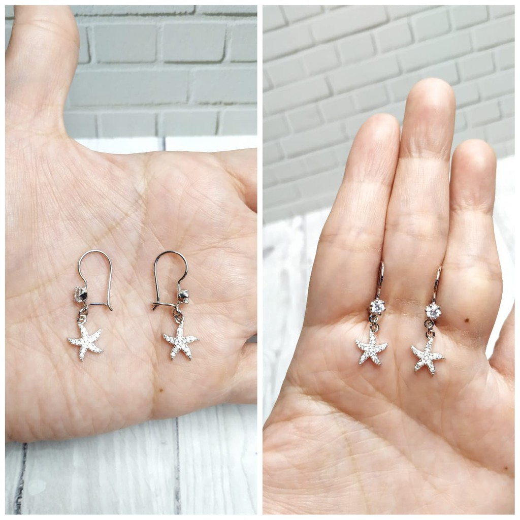 ANTING STARFISH MATA ZIRCON PERAK ASLI S925 KODE CD061