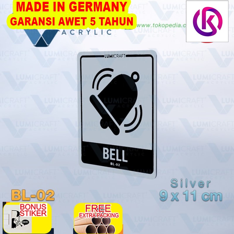 

Terlaris Lambang Bel Pintu Pagar / Bell Sign Akrilik 9 x 11 cm | BL-02