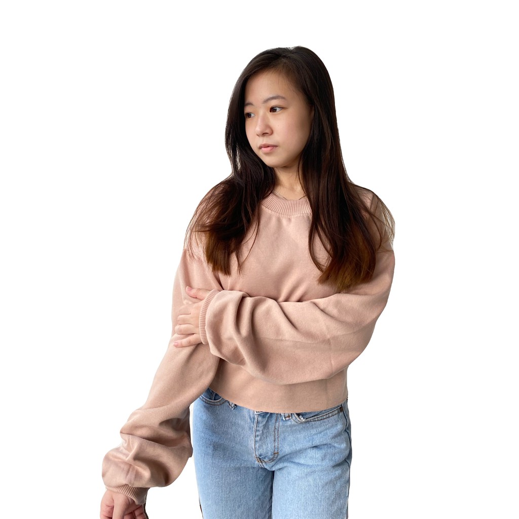 Hoodietrending - [Cod] Sweater Crop Wondrous Tumblr 14 Warna Allsize & Oversized Korean Style Terlaris-LATTE