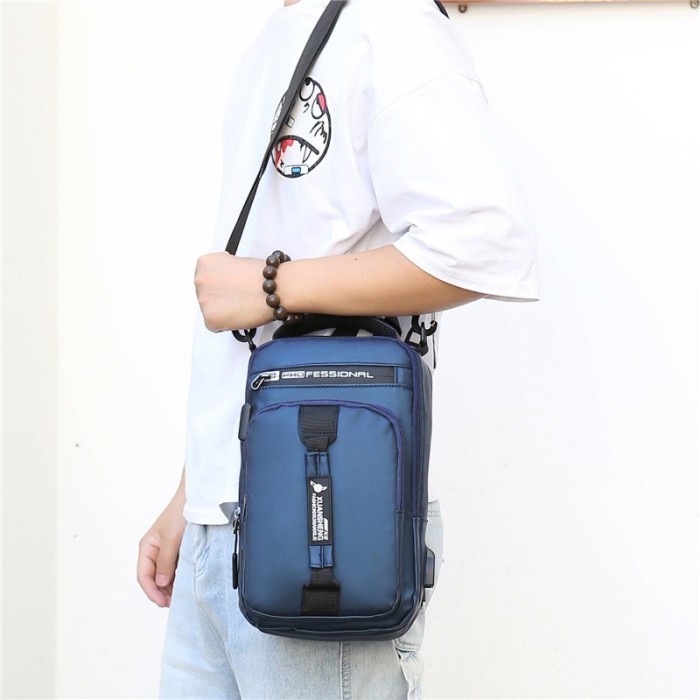 Tas Selempang Pria Anti Air Travel Stylish Multifungsi - Grey