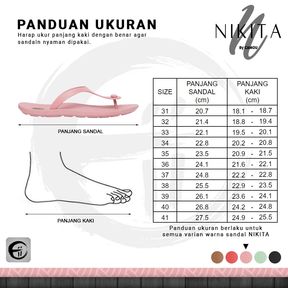 CAMOU Nikita Sandal Jepit Wanita dan Anak Perempuan Warna Pastel