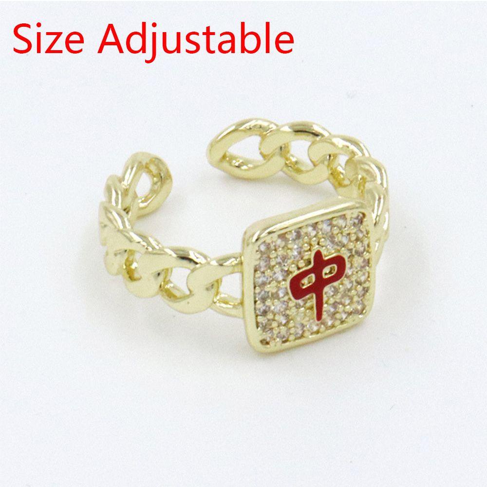 Preva Mahjong Elemen Cincin Perhiasan Aksesoris Berlian Imitasi Adjustable Finger Ring