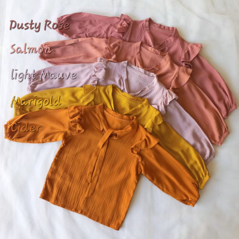 Atasan Anak Perempuan Lengan Panjang Crinkle Blouse Anak Perempuan 2-5 Tahunan