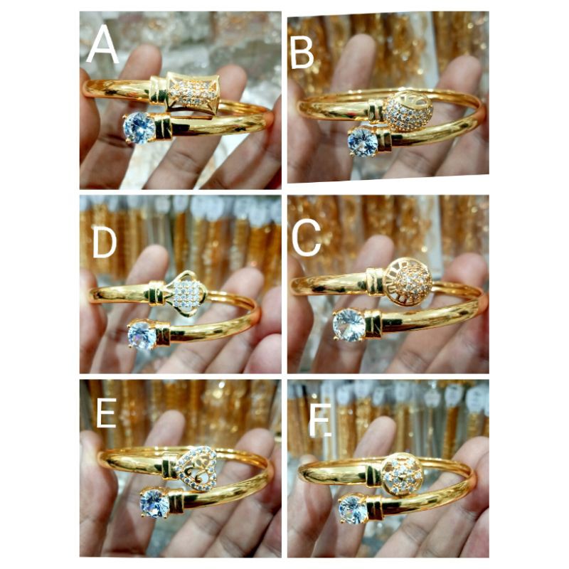 SAL21. Gelang xuping wanita lapis emas dgn mata zircon UK 6 cm flexibel